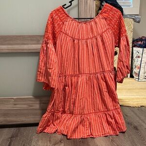 Free people Coral Stripe Boho Dress